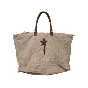 Terre Rouge Sel de Mer Canvas Star Tote Bag Fringe Travel Beach Resort Boho Chic